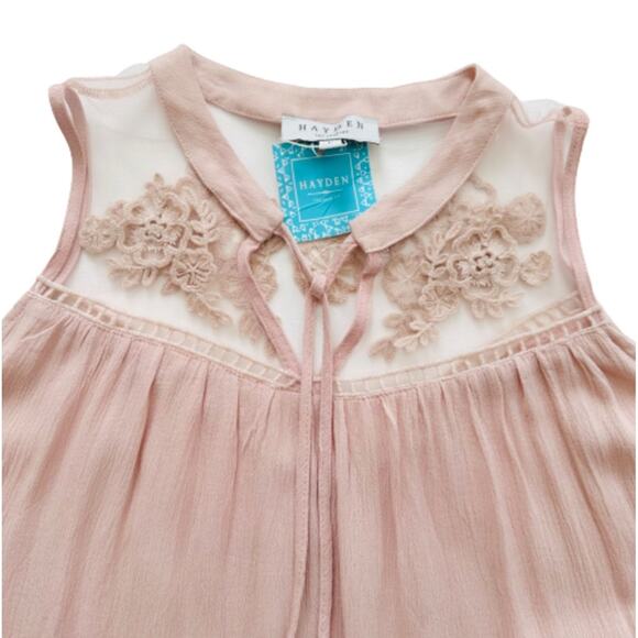 Hayden Los Angeles Top Dusty Pink Floral Embroidered Sleeveless Swing Large NEW - Picture 7 of 10